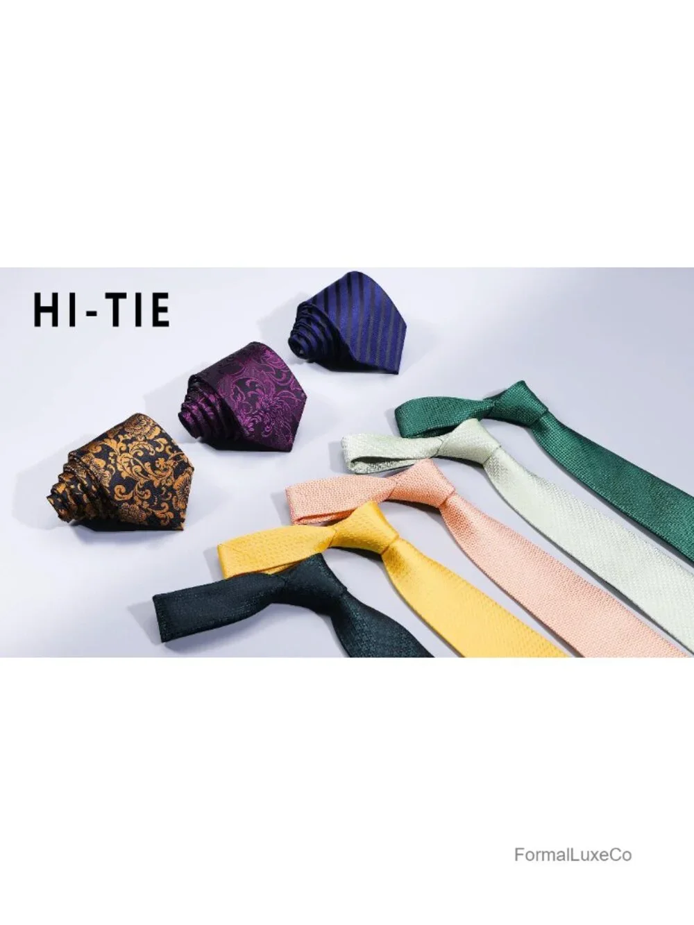 Silk Tie Set with Pocket Square, Lapel Pin, Cufflinks for Men's Wedding
